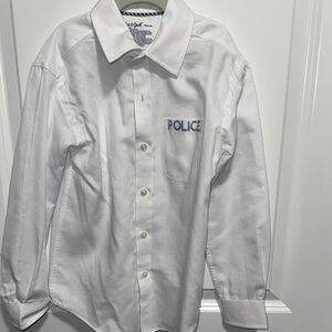 Cat & Jack White Button-Up Shirt with Navy Trim